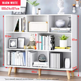 IOTXY Wooden Open Shelf Bookcase - 3-Tier Floor Standing Display Cabinet Rack with Legs, 8 Cubes Bookshelf, Warm White IOTXY