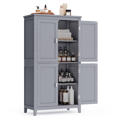 VASAGLE Bathroom Floor Storage Cabinet, Bathroom Storage Unit, Freestanding Cabinet with 4 Doors, Adjustable Shelves, 11.8 x 23.6 x 43.3 Inches, Mystic Gray UBBC552P36 - WoodArtSupply