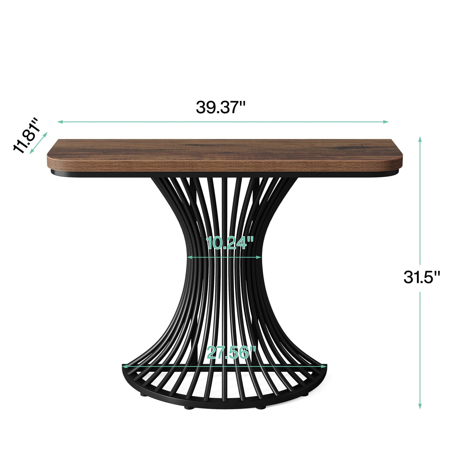 Tribesigns Console Table, Industrial Entryway Table with Geometric Metal Base, 39-Inch Small Sofa Accent Table for Entrance, Living Room, Hallway, Rustic Brown (Rustic Brown) - WoodArtSupply