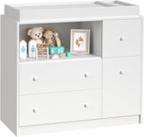 GOFEI Baby Changing Dresser with Large Tabletop, 3 Drawers, Open Storage Space, and Open Storage Shelf – Ideal Changing Table for Nurseries and Baby Rooms GOFEI
