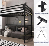 Allewie Metal Loft Bed Twin Size with Guardrail and Ladder, Small Space Saving Design for Bedroom Kid Room and Dorm, No Box Spring Needed, Black Allewie