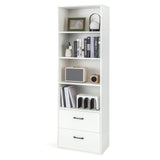 LOKO Modern 74-Inch Tall Bookcase with 2 Drawers & 4 Open Shelves in White LOKO