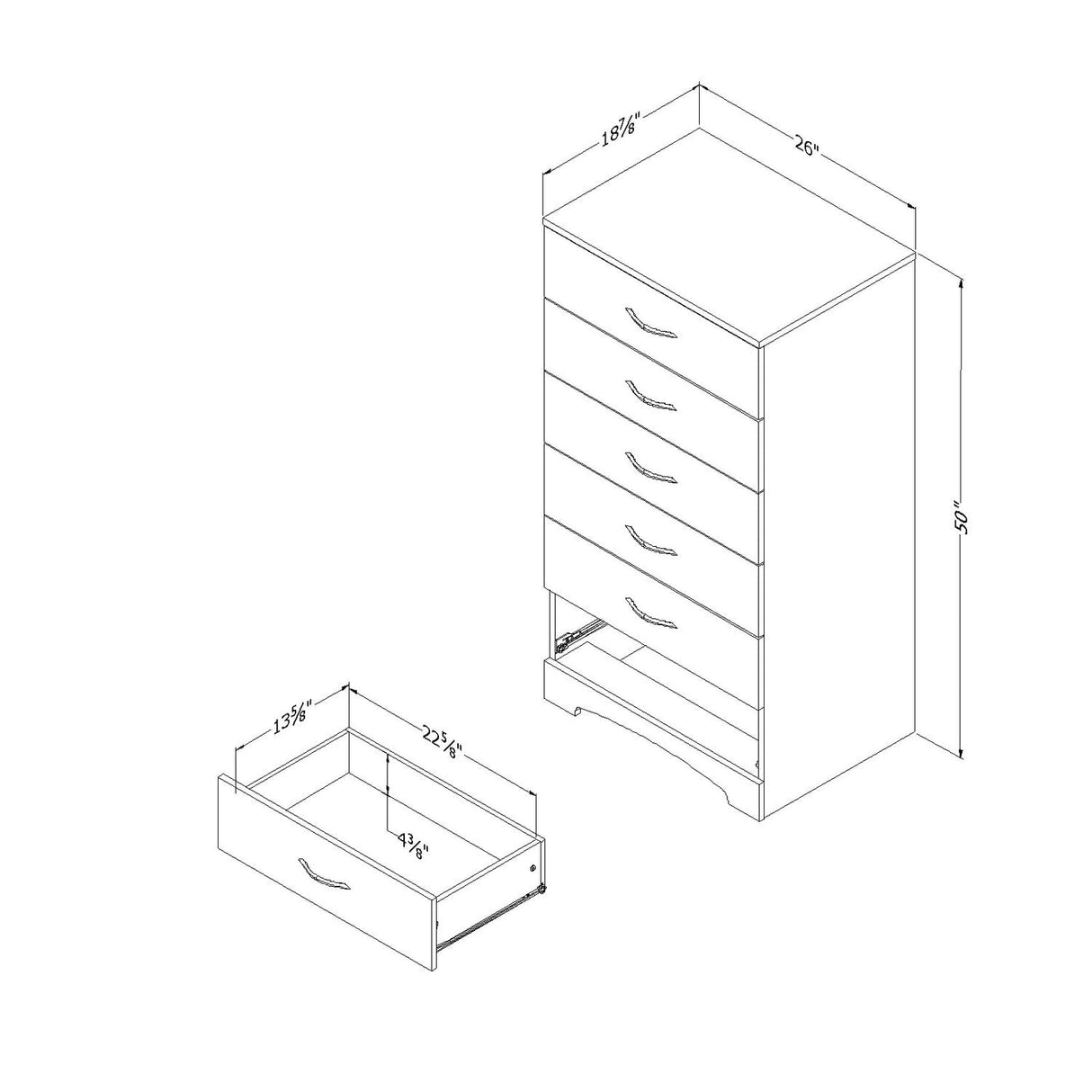 South Shore Step One 6-Drawer Lingerie Chest Pure White, Contemporary South Shore