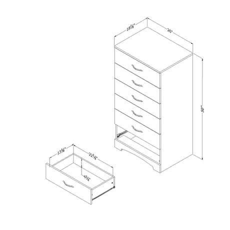 South Shore Step One 6-Drawer Lingerie Chest Pure White, Contemporary South Shore