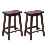 PayLessHere Bar Stools Set of 2 for Kitchen Counter Solid Wooden Saddle Stools 24-Inch Height Home Furniture Barstool, Brown PayLessHere