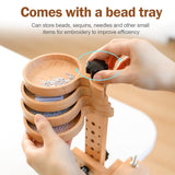 Embroidery Hoop Stand with Built-in Storage Tray, Adjustable Embroidery Hoop Holder, Sturdy Beech Wood Cross Stitch Stand for DIY Craft & Needlework Vathery