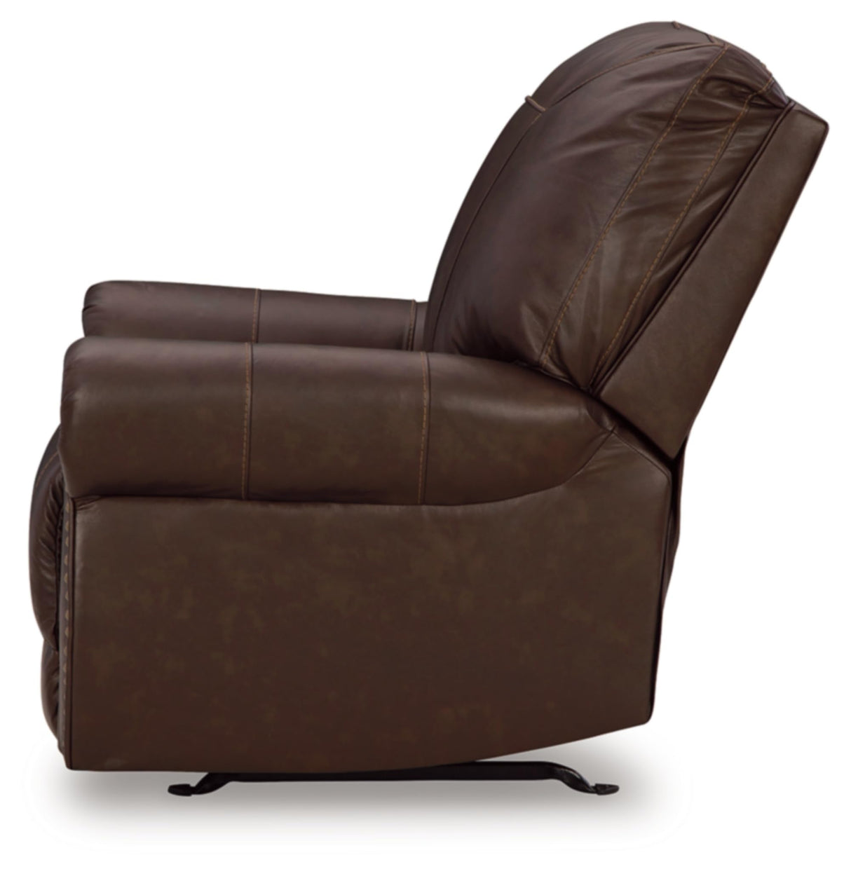 Signature Design by Ashley Colleton Classic Leather Match Upholstered Manual Recliner with Nailheads, Dark Brown Signature Design by Ashley