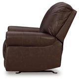 Signature Design by Ashley Colleton Classic Leather Match Upholstered Manual Recliner with Nailheads, Dark Brown Signature Design by Ashley