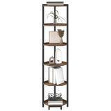 Hzuaneri Corner Shelf Stand, Corner Bookshelf, Storage Standing Shelf Unit with Metal Frame, Plant Stand, Corner Bookcase for Living Room, Home Office, Bedroom, 6-Tier Rustic Brown CS06001B Hzuaneri