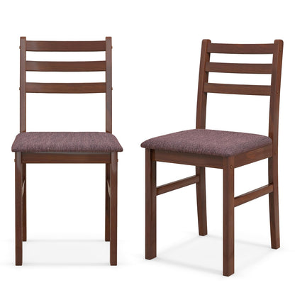 Giantex Wooden Dining Chairs Walnut Set of 2, Farmhouse Kitchen Chairs with Rubber Wood Frame, Mid-Century Dining Chair with Padded Seat, Armless