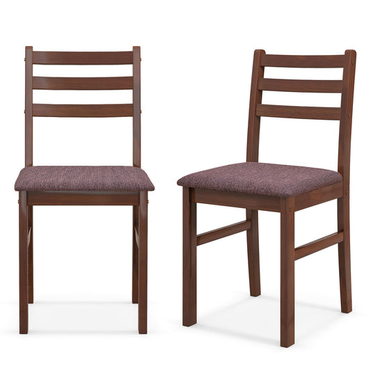 Giantex Wooden Dining Chairs Walnut Set of 2, Farmhouse Kitchen Chairs with Rubber Wood Frame, Mid-Century Dining Chair with Padded Seat, Armless - WoodArtSupply