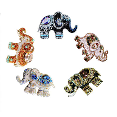 DIY Key Chains Diamond Painting by Numbers Kits, Full Drill Rhinestone Mosaic Making Christmas Decorative for Art Craft Key Ring Phone Charm Bag Decor (5 Pack) (Artistic Elephant)