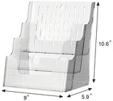 Gagee 2 Pack Brochure Display Stand or Wall Mount 8.5 x 11 inch,3 Tier Magazine Holder,Clear Stands for Display Literature,Brochures,Pamphlet,Flyer,Paper Document Gagee