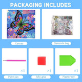 PERFECTSIGHT Cute 5D Diamond Art Kits with Wooden Frame, Kawaii DIY Painting Art for Adults, Diamond Arts and Crafts Sets, Big Gem Full Drill Diamond Dots for Women Beginners (Purple Butterfly) PERFECTSIGHT