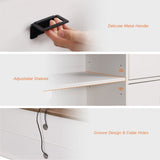 WAMPAT Farmhouse TV Stand with Charging Station and USB Ports for TVs up to 110" TVs,3 in 1 Wood Entertainment Center with 10 Drawers and Adjustable Shelves for Living Room,Antique White WAMPAT