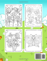 Butterflies and Flowers Coloring Book: Easy and Cute Style Coloring Pages of Different Beautiful Butterflies and Flowers for Boys Girls Kids Ages 4-8 (Let's Color Butterflies) WoodArtSupply