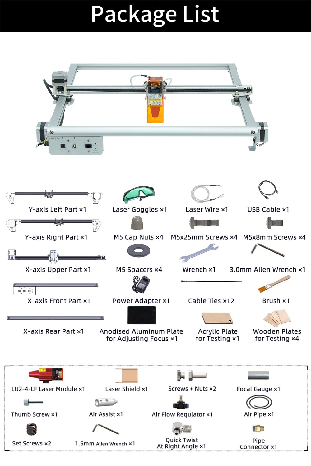 Aufero 2 Laser Engraver, 5W Long Focus Diode Laser Engraver, Laser Wood Cutter and Engraver Machine, 15.7x15.7 inch Engraving Area, Beginner-Friendly Laser Engraving Machine Aufero