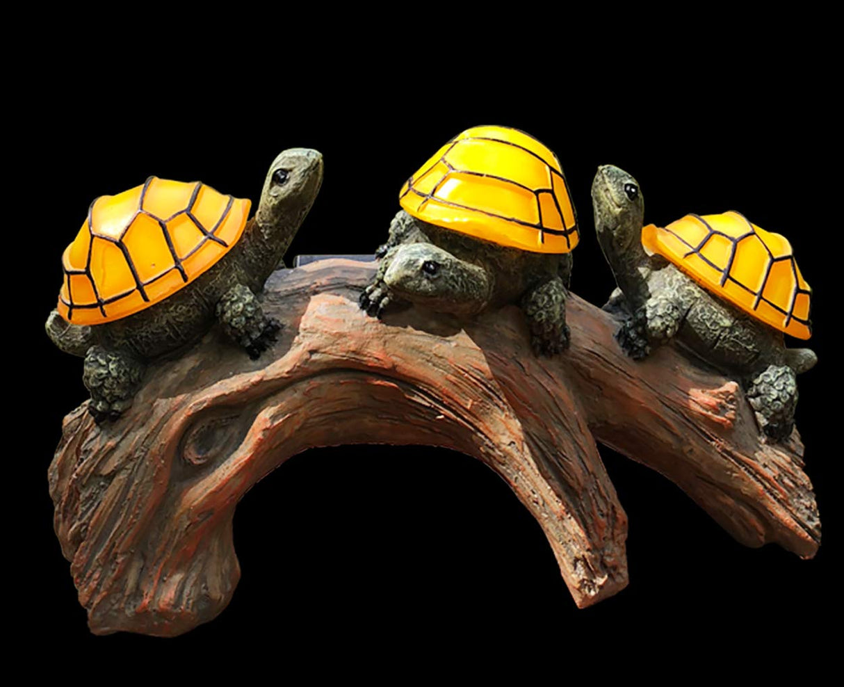 TIBLEN Solar Powered Turtles on Log Outdoor Decor - LED Garden Light, Outdoor Statues, Gifts for Mom, Grandma, Birthday - Turtle Solar Light for Outdoors TIBLEN
