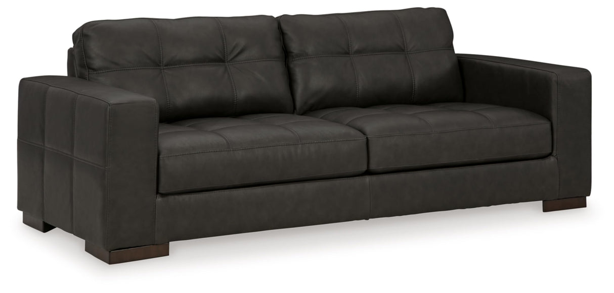 Signature Design by Ashley Luigi Modern Tufted Leather Match Sofa, Black Signature Design by Ashley