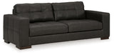Signature Design by Ashley Luigi Modern Tufted Leather Match Sofa, Black Signature Design by Ashley