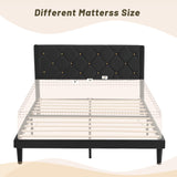 DUMGTIF Queen Size Platform Bed Frame with Velvet Upholstered Headboard and Sturdy Wooden Slats Support,Mattress Foundation，Easy Assembly, No Box Spring Needed,Slip Resistant (Black, Queen) DUMGTIF