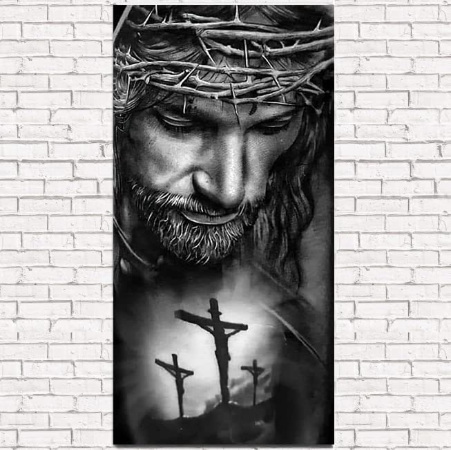 BOHADIY Jesus Diamond Painting by Numbers Big Large Size 16 x31 Inch 5D Full Diamond Painting Kits Religious Jesus Round Shape Diamond Dot Painting Kit Arts Crafts Home Fall Decor Easter Gift BOHADIY