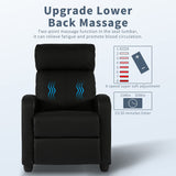 HCY Massage Recliner Chair Padded Wide Seat Sofa Wingback Single Sofa with Footrest PU Leather for Living Room,Home Theater(Black) HCY