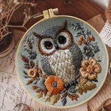 Huacan Embroidery Kit for Beginners Adults Includes Stamped Owl Pattern, Hoop, Color Threads,Tools,Easy to Follow Instruction