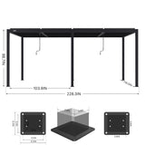 PATISOL Louvered Pergola 19'x10' Full Aluminum Patio Outdoor with Adjustable Roof Rainproof Sun Shade Easy Installation Hardtop Gazebo for Deck Garden Yard Beach (Dark Grey) Patisol