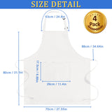 FunChaos 4 Pack Chef Apron, Adjustable Apron with 2 Pockets, Unisex Personalised Apron for Cooking, Kitchen, Restaurant (White) FunChaos