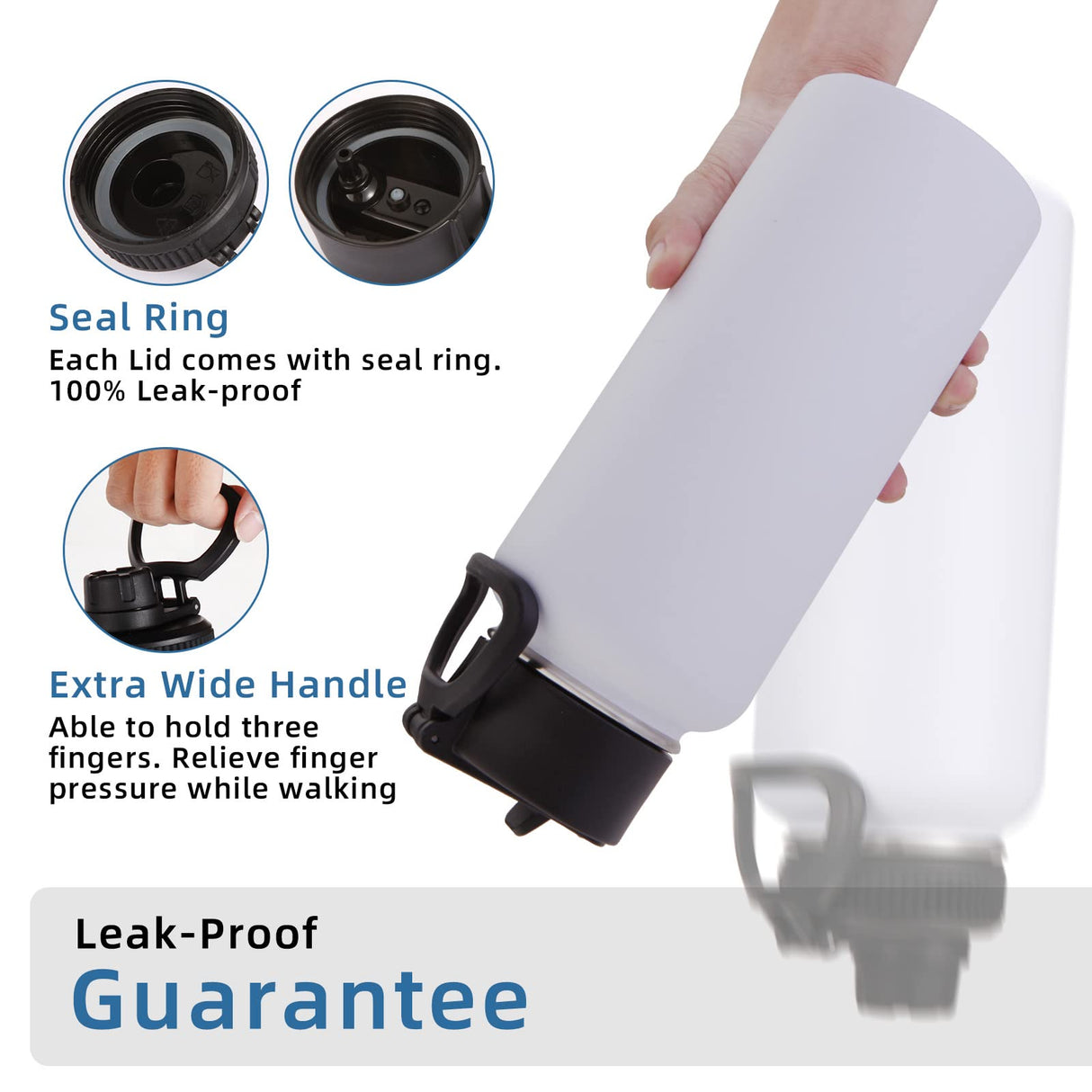 Volhoply 32oz Insulated Water Bottles Bulk 8 Pack with Straw Lid & Spout Lid,Stainless Steel Sports Water Bottle,Double Wall Vacuum Thermos,Leakproof Wide Mouth Metal Flask for Hiking,Camping(White,8) Volhoply