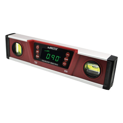 Calculated Industries 7210 AccuMASTER PRO Digital Torpedo Level and Protractor | 10” Inch | Neodymium Magnets | Bright LED Display | IP54 Dust/Water Resistant, Red - WoodArtSupply