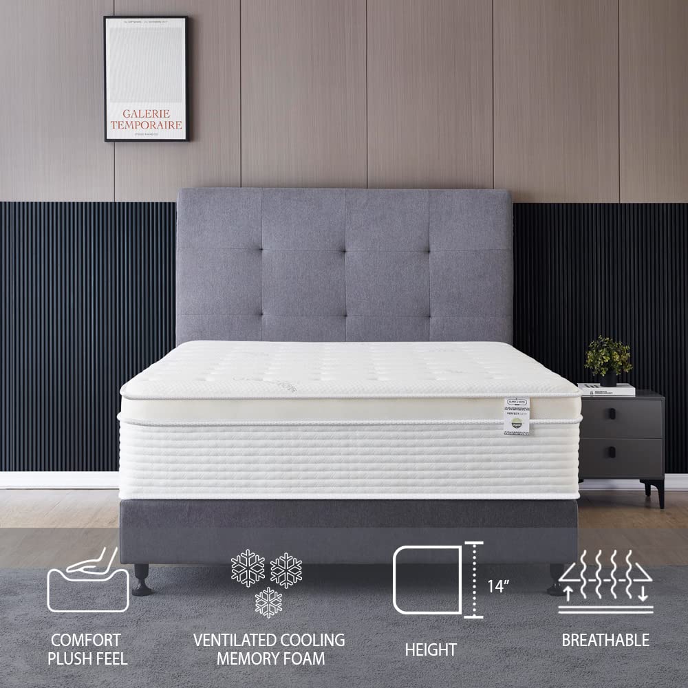 Oliver & Smith California King Mattress- 14 Inch Hybrid Cal King Mattress- Pocketed Coil Spring & High Density Comfort Cold Foam - Eco-Friendly, Breathable Mattress Cal King Size- Firm Mattress