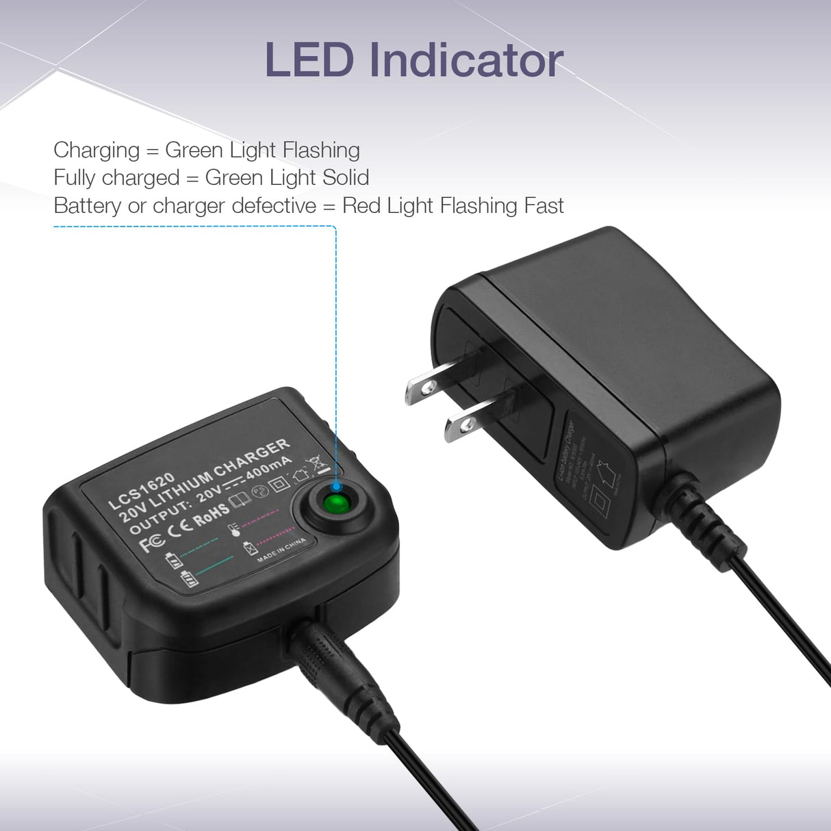 3.0 Replacement Battery wtih Charger Compatible for Black and Decker 20V Battery & Charger 20 Volt MAX Lithium Ion LBXR20 LB20 LBXR2020-OPE LBXR20B-2 LB2X4020-2 LORDONE