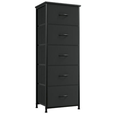 Somdot Tall Dresser for Bedroom with 5 Drawers, Storage Organizer Chest of Drawers with Removable Fabric Bins for Closet Bedside Living Room Laundry Entryway Hallway, Black