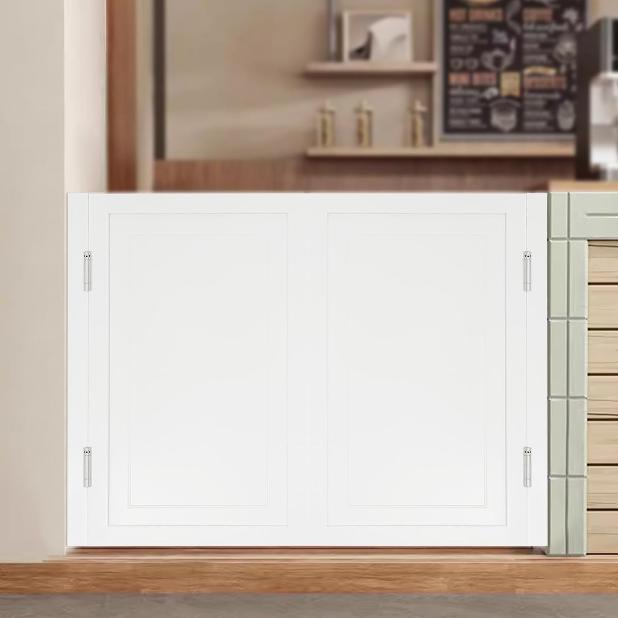 Swinging Doors Cafe Doors, Interior Solid Wood Swing Door with Metal Hinges, Cafe Saloon Doors, Bar Saloon Swinging Doors for Kitchen Stairs Bedroom Entrance Partition (White, 47.2" x35.43") Pinelicorn