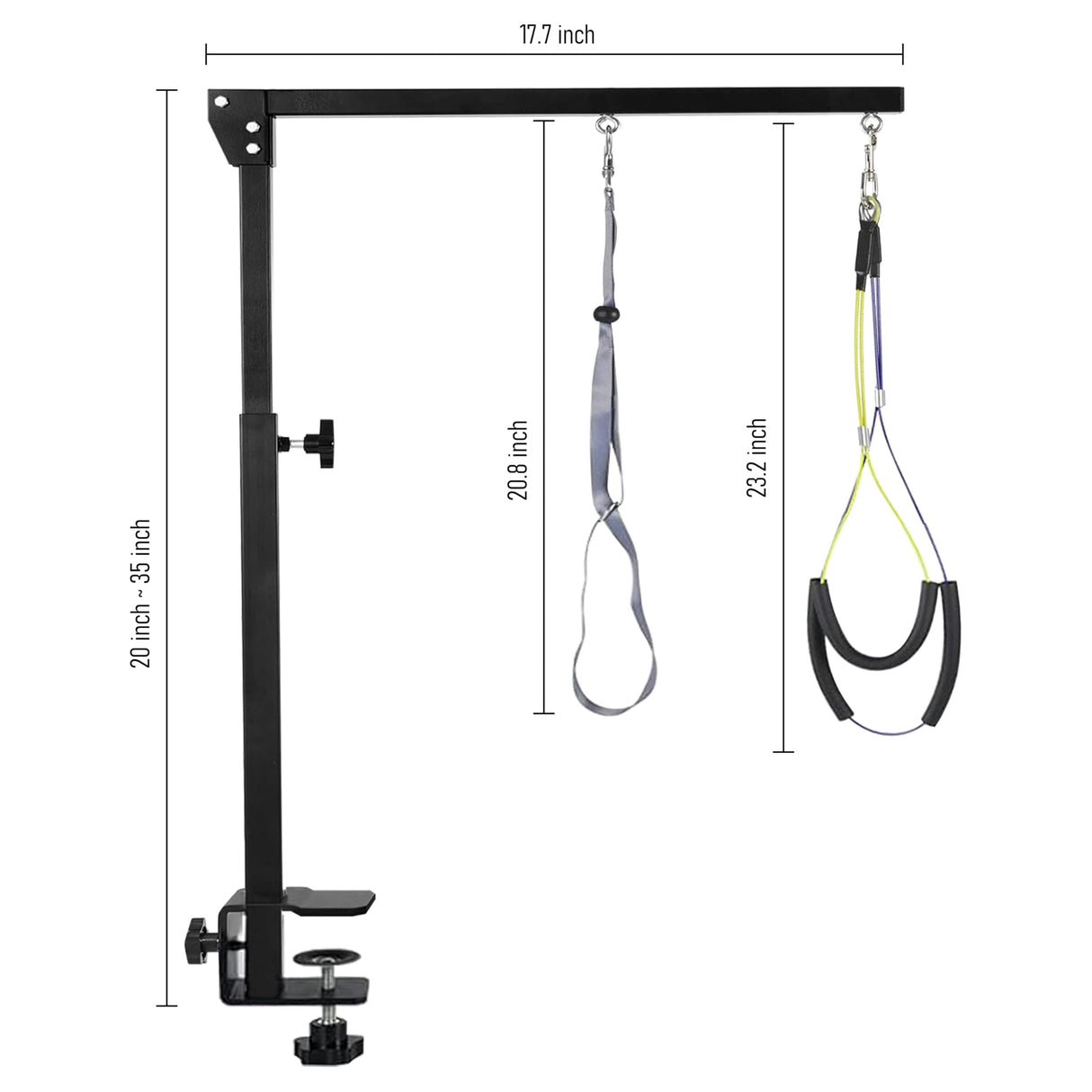 Dog Grooming Arm with Metal Clamp - Adjustable Portable Dog Grooming Table Arm for Table with 1 Loop Noose & Two No Sit Haunch Holder,Grooming Restraint for Small Medium Dogs JWPC