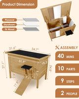 Ivy&Lane Outdoor-Cat-House | Insulated-Feral-Cat-Shelter | Weatherproof | for Winter | Foam & Wood | Large | for Multiple Cats | Fold-up Stair | Acrylic Window | Brown IVY&LANE