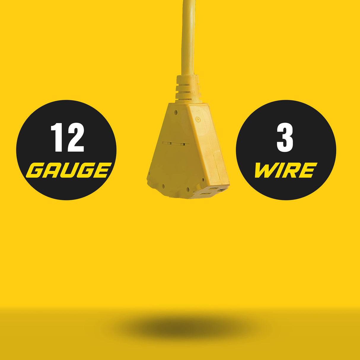 ReelWorks Retractable Extension Cord Reel Polypropylene 12AWG x 40' Foot Industrial Commercial Grade 3C SJT Cable Triple Tap Connector 15A 125VAC 1875W 60Hz Current Interrupter Best for Indoor Use ReelWorks