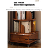 Angel Sar Modern 6 Tier Rotating Bookshelf with Drawer & Wheels, 360° Spinning Corner Bookcase for Small Spaces, Tall Storage Shelf for Bedroom, Living Room, or Office, Walnut Angel Sar