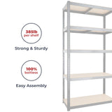 Garage Shelving Units - 71" H x 47" L x 18" - Heavy Duty Racking - Shelves for Storage -1 Bay - Black - 5 Tier - 2000LB Capacity (400LB Per Shelf) - Workshop, Shed, Office - 5 Year Warranty G-Rack