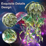 Piececool 3D Metal Puzzles for Adults - Marine Organism Jellyfish Night Light with USB Plug, Hobbies DIY Metal Arts & Crafts 3D Model Building Kits, Creative Gifts & Home Decor
