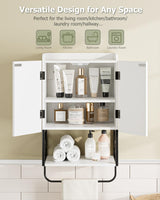 Masupu Fluted Bathroom Wall Cabinet, Small Hanging Bathroom Cabinet with Adjustable Shelf and Magnetic Latch Doors, Wood Wall Mounted Cabinets for Laundry, White Masupu