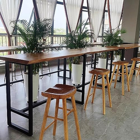Modern Solid Wood Bar Table with Footrest - Versatile Rectangular Counter Height Design Topjia