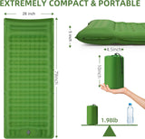 FNARMW Camping Sleeping Pad, Extra Thick 5 Inch Camping Mat with Pillow Built-in Foot Pump Inflatable Sleeping Pads Compact for Camping Backpacking Hiking Traveling Tent（Green） FNARMW