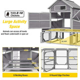 Aivituvin Chicken Coop for 10 Chickens Large Chicken House with Two Nesting Boxes Outdoor Hen House Wooden Poultry Cage with Run 55ft² Aivituvin