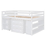 Full Size Low Loft Bed with Storage and Rolling Desk by Harper & Bright Designs Harper & Bright Designs