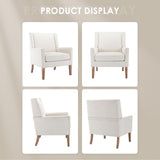 COLAMY Modern Wingback Living Room Chair, Upholstered Fabric Accent Armchair, Single Sofa Chair with Lounge Seat and Wood Legs for Office/Bedroom/Reading Spaces, Beige COLAMY