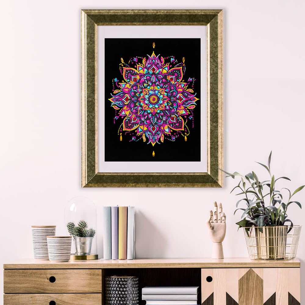 DIAMOND DOTZ Neon Flock Mandala Diamond Painting Kits for Adults - Colorful Diamond Art Kits a Relaxing Creative Craft Kit with Dotz Gems 18x14 DIAMOND DOTZ