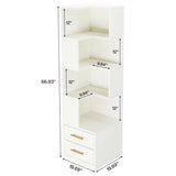 Tribesigns 5-Tier Beige Corner Bookshelf with 2 Drawers – Modern Storage Solution for Home and Office Tribesigns